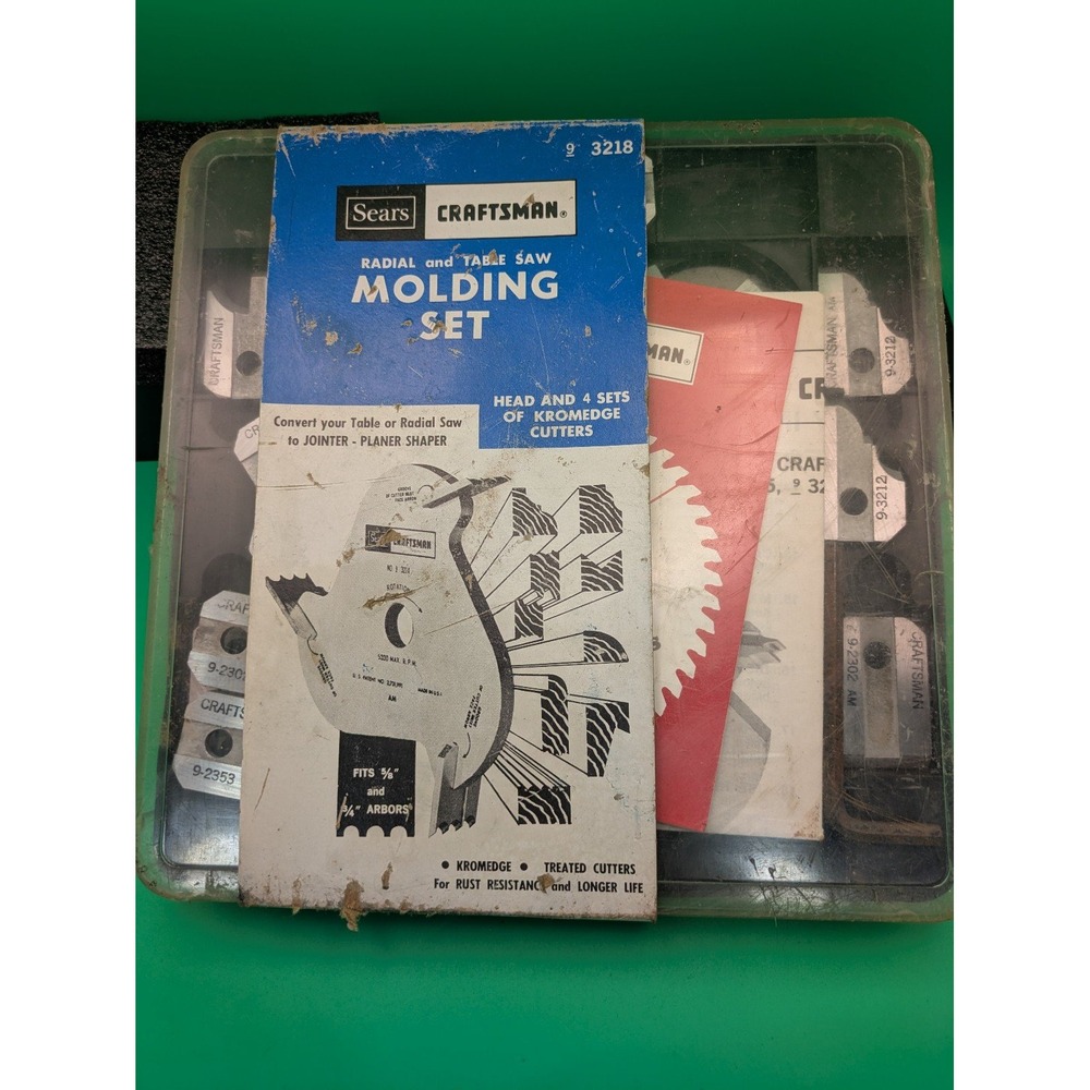 Vintage Craftsman 9-3218 Radial and Table Saw Molding Set 7 Inch 4 Cutter Sets